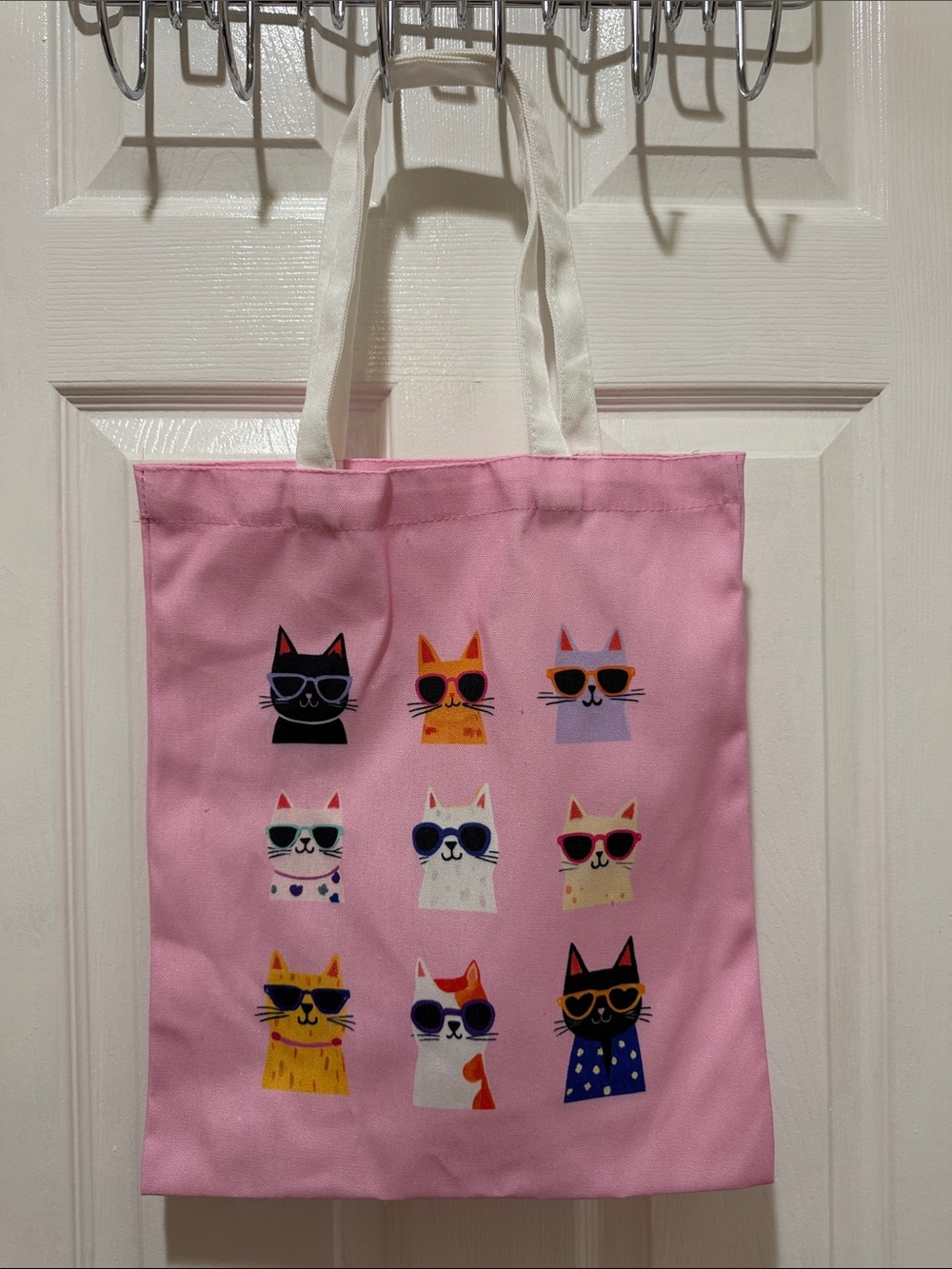 NWOT Dual Sided Cute Pink Cat Print Canvas Tote Bag for Pet Lovers